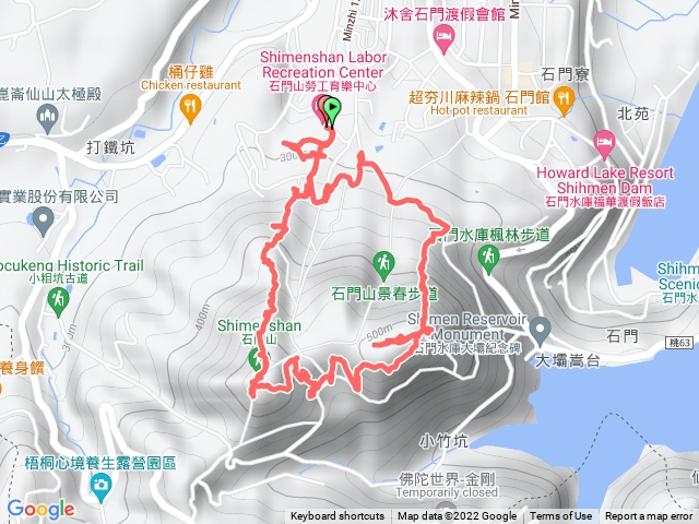 220403桃園石門山大、太平山  勞工育樂中心→觀音聖像→石門山→福德祠→聖義宮→鐵塔→太平山→鐵塔→石門水庫觀景點→好漢坡→勞工育樂中心