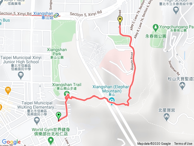 吳興國小~象山山腰步道~虎林公園公車站