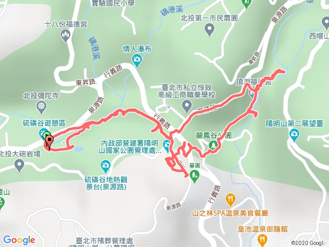 硫磺谷步道，硫磺谷遊憩區，福德宮，龍鳳谷遊客服務站，龍鳳谷步道，健福宮