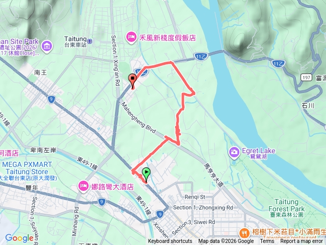 20260217台東榮院-貓山三等三角點943-台東大堤-大橋部落聚會所