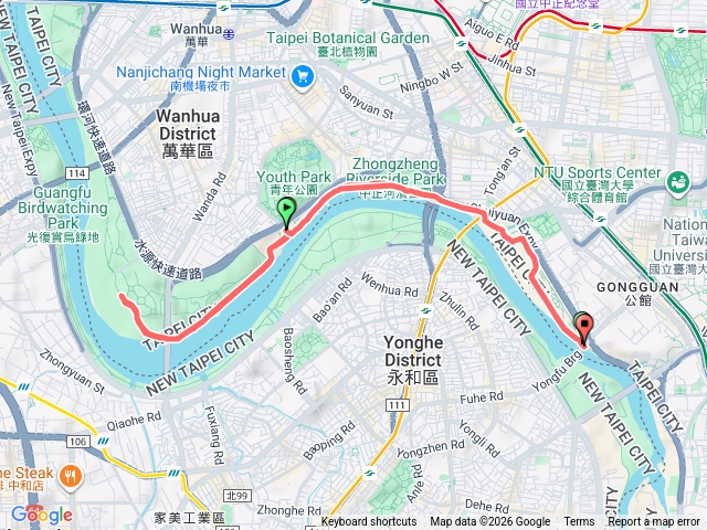 公館永福橋-萬華光復橋河濱來回預覽圖