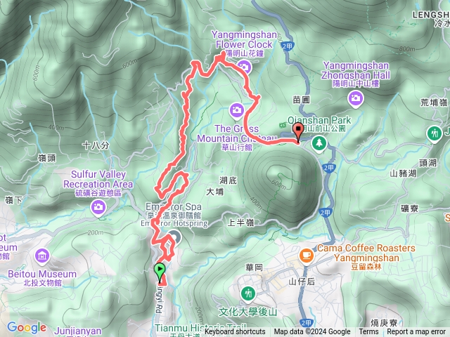 磺溪溫泉步道-龍鳳谷步道-泉源步道-十八拐圳步道-大屯瀑布-陽明公園-公車總站預覽圖