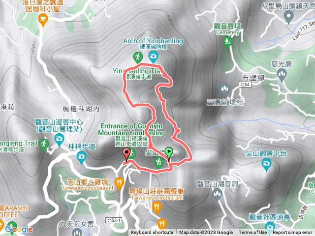 新北市五股觀音山大崩壁上硬漢嶺在下切北橫358段到凌雲禪寺