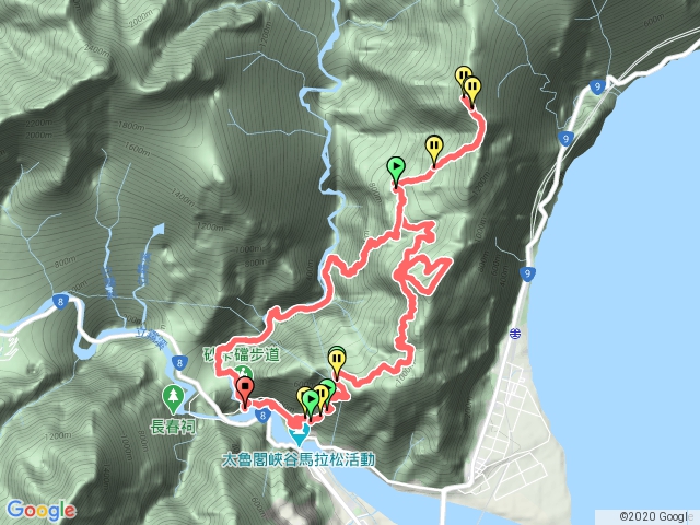 立霧山、千里眼山遊客中心到砂卡礑停車塲O形肉腳行