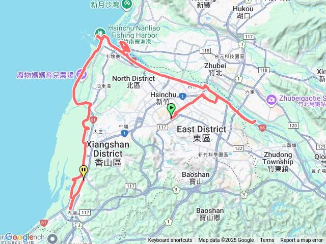新竹火車站豆腐岩頭前溪左岸舊港島南寮漁港海岸單車道香山濕地香山火車站