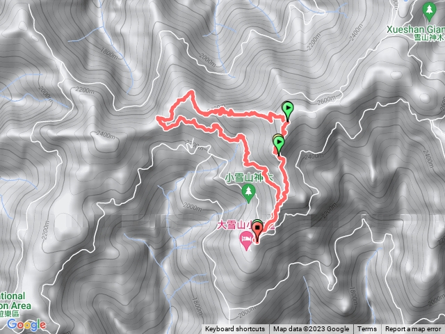 大雪山木馬道接稍來小雪山接鞍馬山O型路線預覽圖