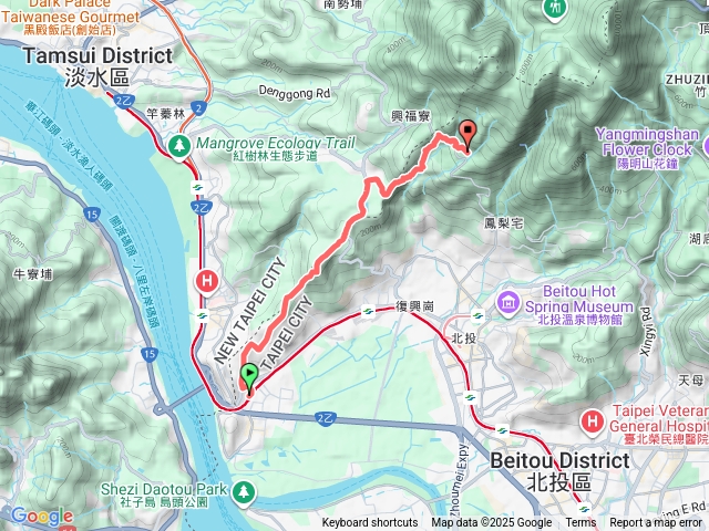 關渡捷運站到清天宮