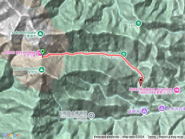 常念小屋>一ノ沢登山口(Ichinosawa)