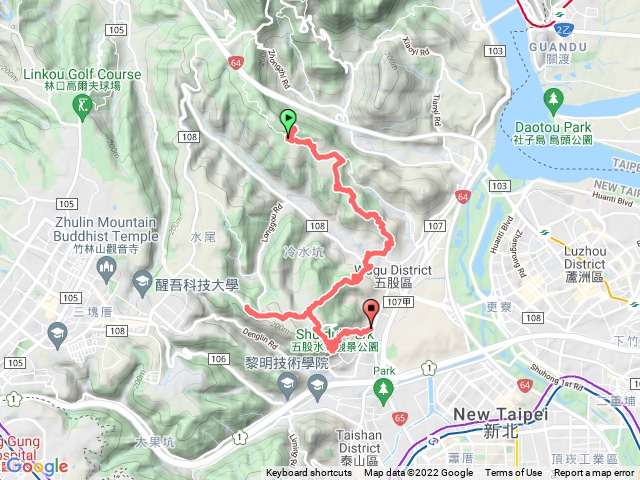 五股坑山>御史坑山>五股山>外寮嶺山>水碓山連走5連峰 ##河溝碧雲嚴起登、水碓公園完登