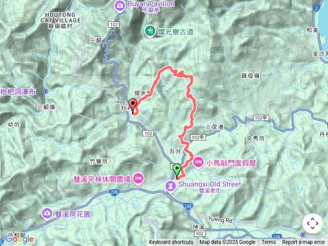 雙溪-西九份前鋒-西九份坑山-大佛觀寺-焿子寮古道-焿子寮西南峰-石焿子寮山石笋公-石芛媽石笋尖-石笋古道-牡丹