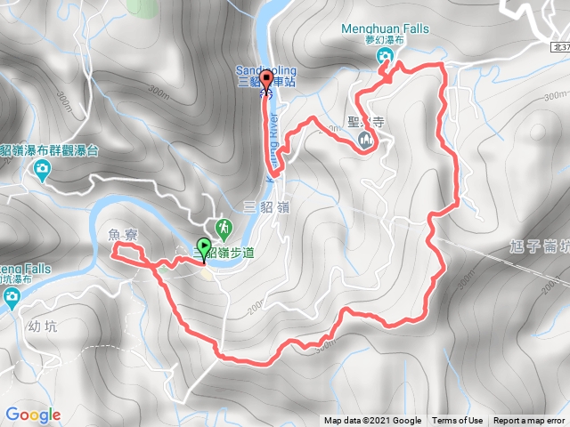 三貂嶺車站-魚寮山-頂坑山-石壁坑百年土地公-夢幻瀑布-夢幻寺
