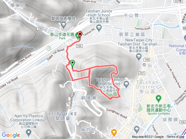 110.02.16 泰山尖凍山、辭修公園、步道花園 樂活慢慢走與負重練習