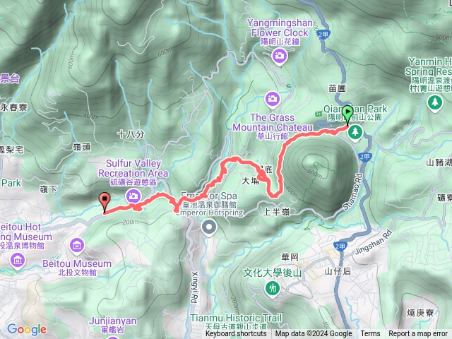 陽明山橫嶺古道半嶺古道到鳳凰谷硫磺谷泉源別墅