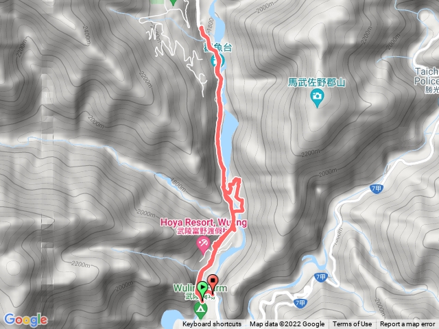 武陵農場下午行程路線