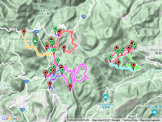 2021.9藍天修徑之旅~絹絲瀑布站-溪內土地公-竹篙山腰繞山徑-雞心崙（河南營遺址）-七股山四基石定線