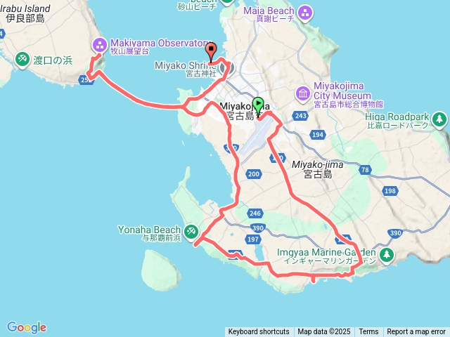 2025.10.14宮古島岸上觀光景點行程軌跡