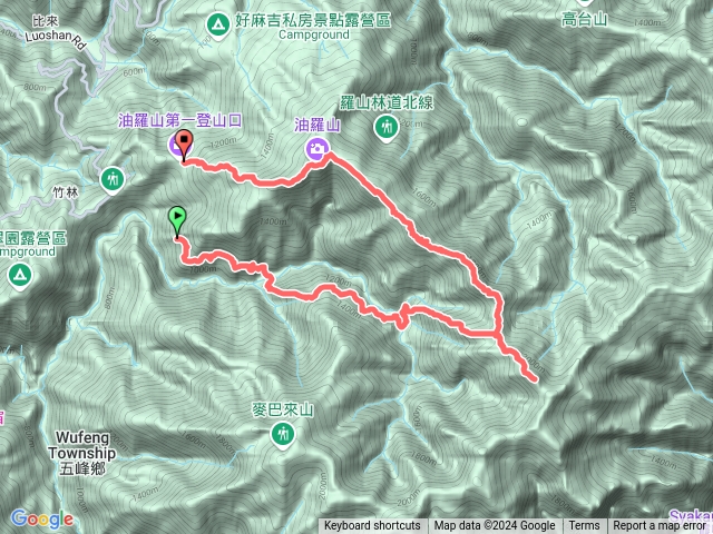 霞油縱走,羅山林道南線下麥巴來溪上霞山、油羅山,北線第一登山口出