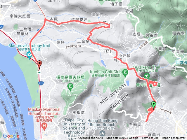 三層崎、貴子坑、小坪頂、三空泉、鄧公路、紅樹林