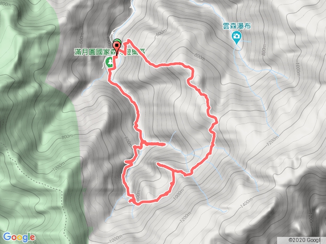 三峽組合山、滿月圓山、飛龍瀑布、滿月圓瀑布，O型