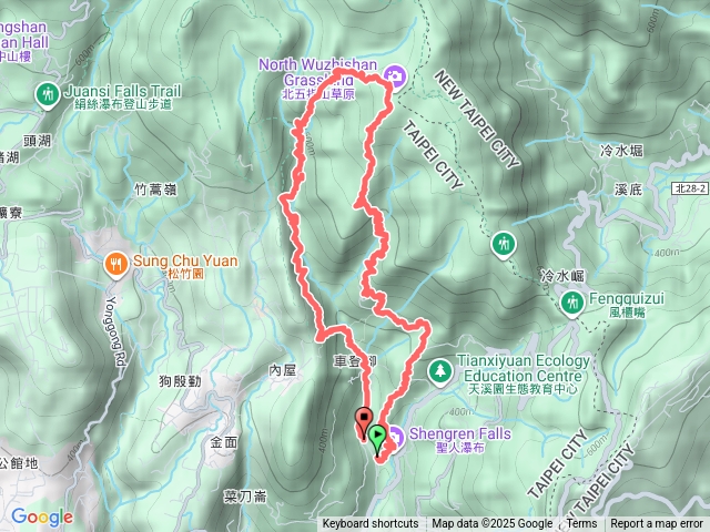 琳- 聖人瀑布-聖人崙-荷蘭古道(西線)-高頂山-北五指山-內双溪古道水路-內双溪古道-坪頂古圳步道-溪和宮