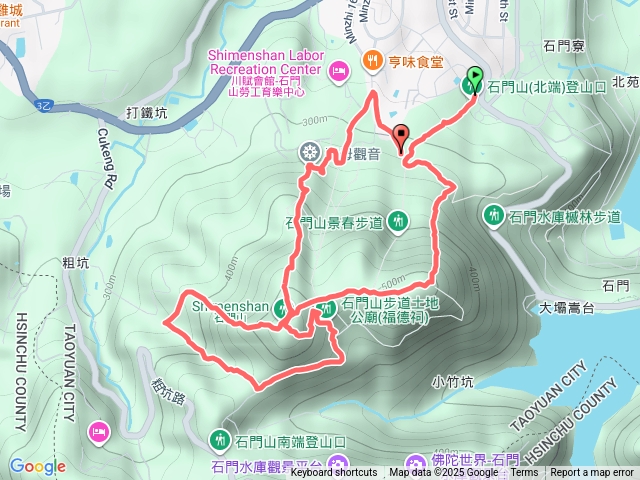 北端登山口-好漢坡-太平山三角點-石門山三角點-環湖-小粗坑-石門山三角點-觀音像-豆花店預覽圖