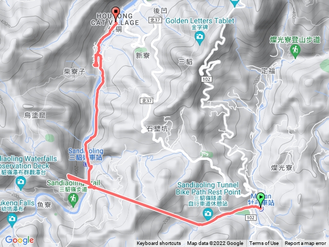 牡丹火車站→三貂嶺生態隧道→猴硐火車站