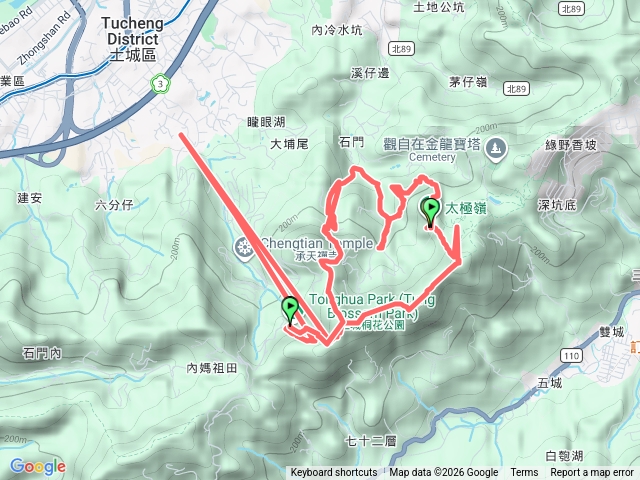 土城桐花公園天上山太極嶺O型路線
