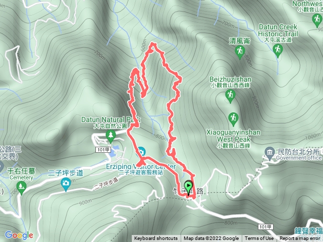 大屯山鞍部、山腰路、菜公坑瀑布