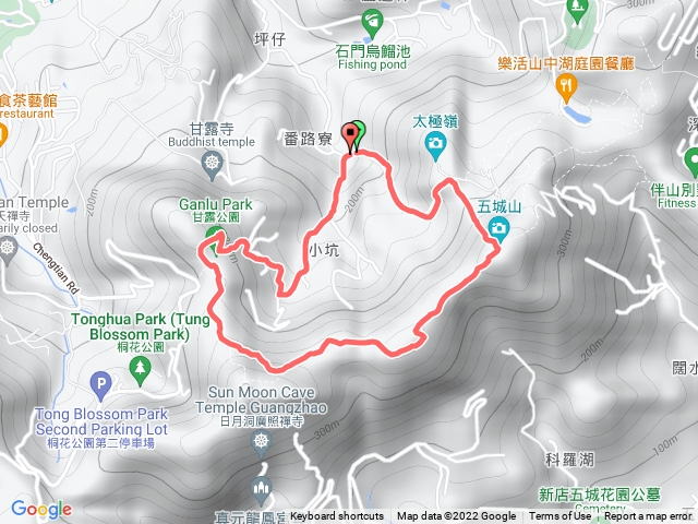 石門路70號步道入口-直上五城山-天上山縱走-天上山鞍部-甘露公園-產業道路-回70號步道入口