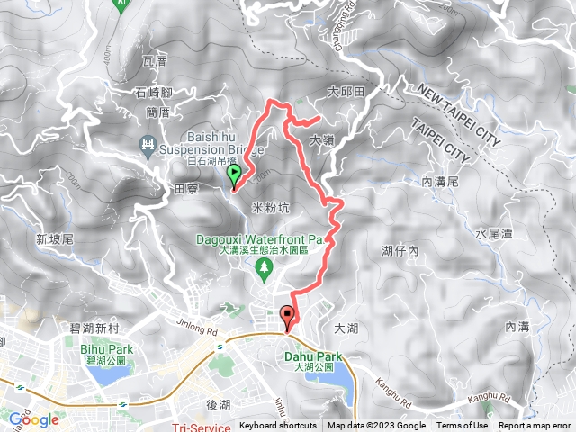 圓覺步道、開眼山、石崁山、牛稠尾山西峰、牛稠湖山、大湖山、大湖公園