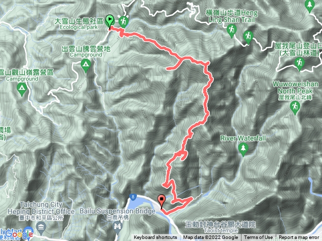 笛沙橫白縱走 (大雪山林道15公里公車站牌起點~ 白冷公車站牌終點公車接駁)