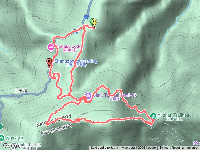 麟趾山登山口入，塔塔加出