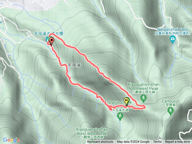 大屯山古道上清涼崙小觀音山西北峰竿尾o型