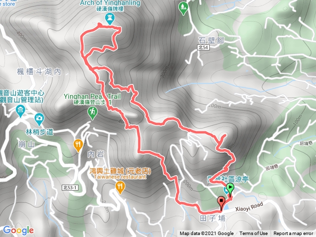 觀音山大O型110/04/17 觀音亭－占山－駱駝嶺－硬漢嶺－大崩壁－鷹仔尖－摩天嶺