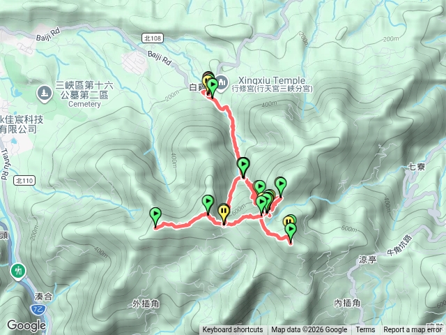 白雞山東北峰，白雞山，雞罩山前峰，雞罩山、鹿窟尖山O型