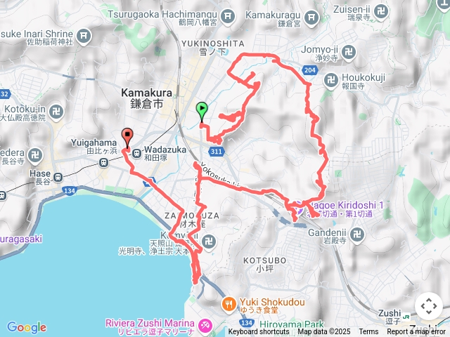 20250501日本三刷/鎌倉：祇園山、妙本寺、高時腹切りやぐら、衣張山、淺間山、お猿畠の大切岸、法性寺、名越切通、曼荼羅堂やぐら群、由比若宮、和賀江嶋岸邊、材木座海岸、鎌倉海鮮びより（獨行）