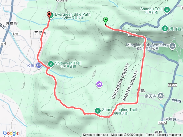 長青步道7100經十八灣步道出口下中央嶺步道繞行一圈預覽圖