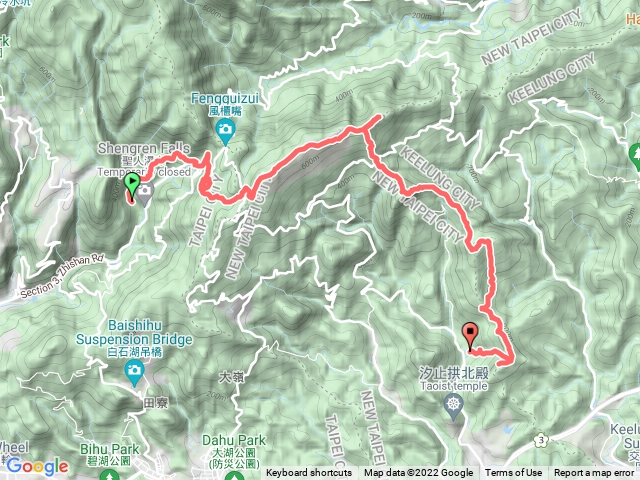 2022-3-10 溪和宮站→車登腳橋→雙溪溝前峰→雙溪溝古道→五指山→友蚋山→新山→十四坑山→圍貓尖→刣狗寮→四川橋