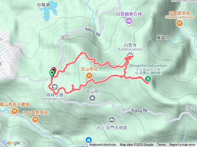 汐止 汐碇路-森林小學登山口-十三分山-白雲寺-汐碇路 O繞