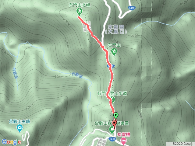 合歡哈哈山石門北峰(遊客中心開始紀錄)