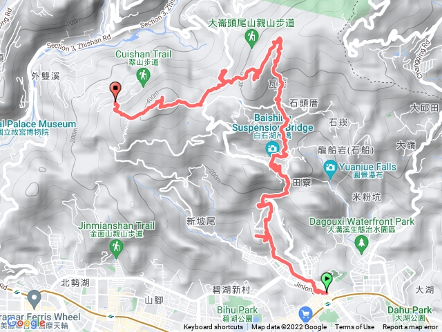 內湖站-白石吊橋-大崙頭山-大崙尾山-中社路二段出