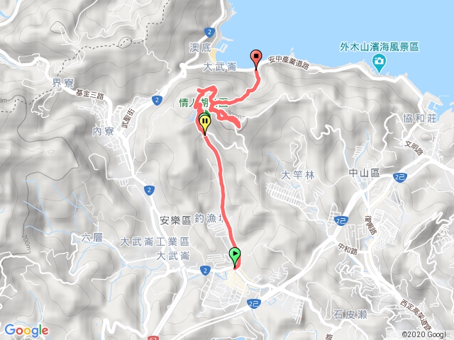 基金公路→情人湖→環山步道→大武崙山(小百岳#3)→海興步道