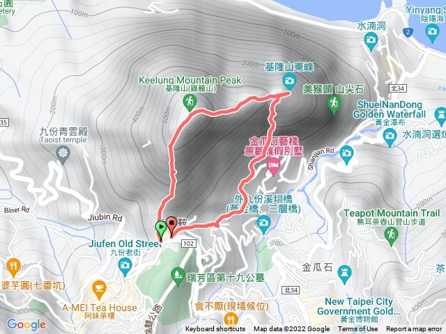 基隆山登山口進O型 山尖山登山口出