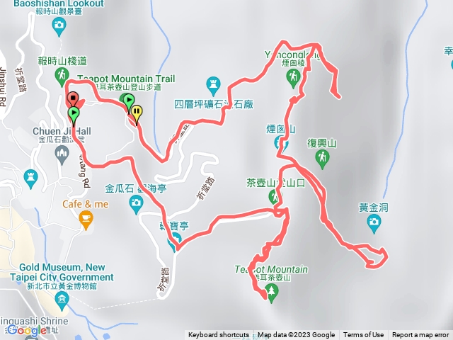 勸濟堂-煙囪稜-哈巴狗岩-煙囪山-復興山-黃金洞-茶壺山-勸濟堂（小O型路線