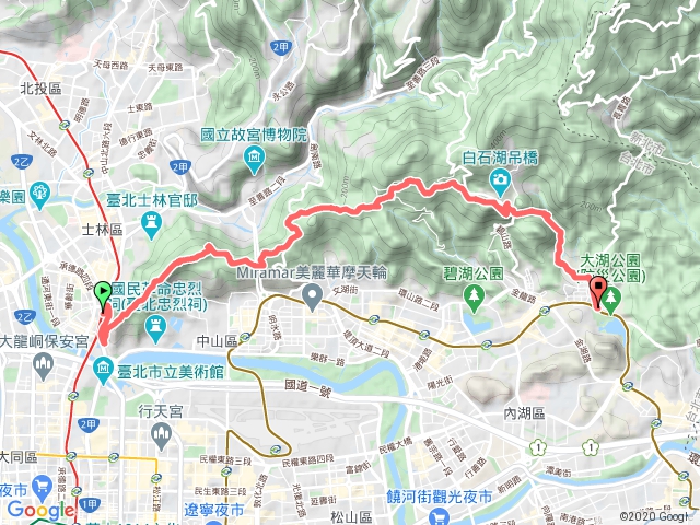 2020-04-04 劍潭捷運站到大湖公園站