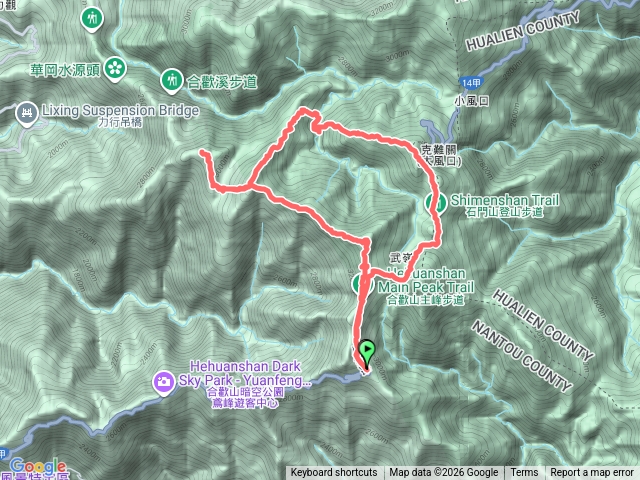 合歡的嘆息(石門北稜哈哈山下小嘆息灣上合歡西北峰，加碼巴魯莫安山，接合歡主峰下軍營借道出松雪樓停車場)[初階探勘冷門艱難地形](2022-8月)預覽圖