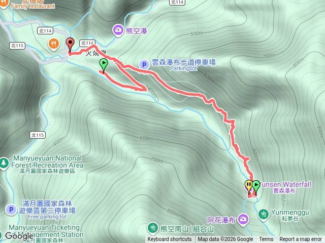 熊空車站～雲森瀑布往返預覽圖
