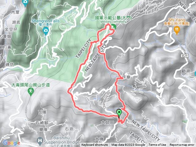 小溪瀑布－五指山－梅花山－碧山－白石湖山－大邱田山O型