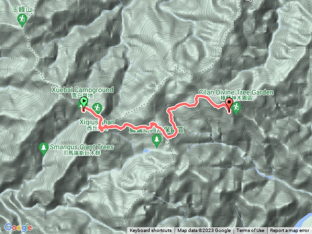 司馬庫斯越嶺鴛鴦湖：雪白營地~西丘斯山~100林道登山口~12.5K柵欄