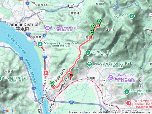 忠義山步道，向天池，行天宮